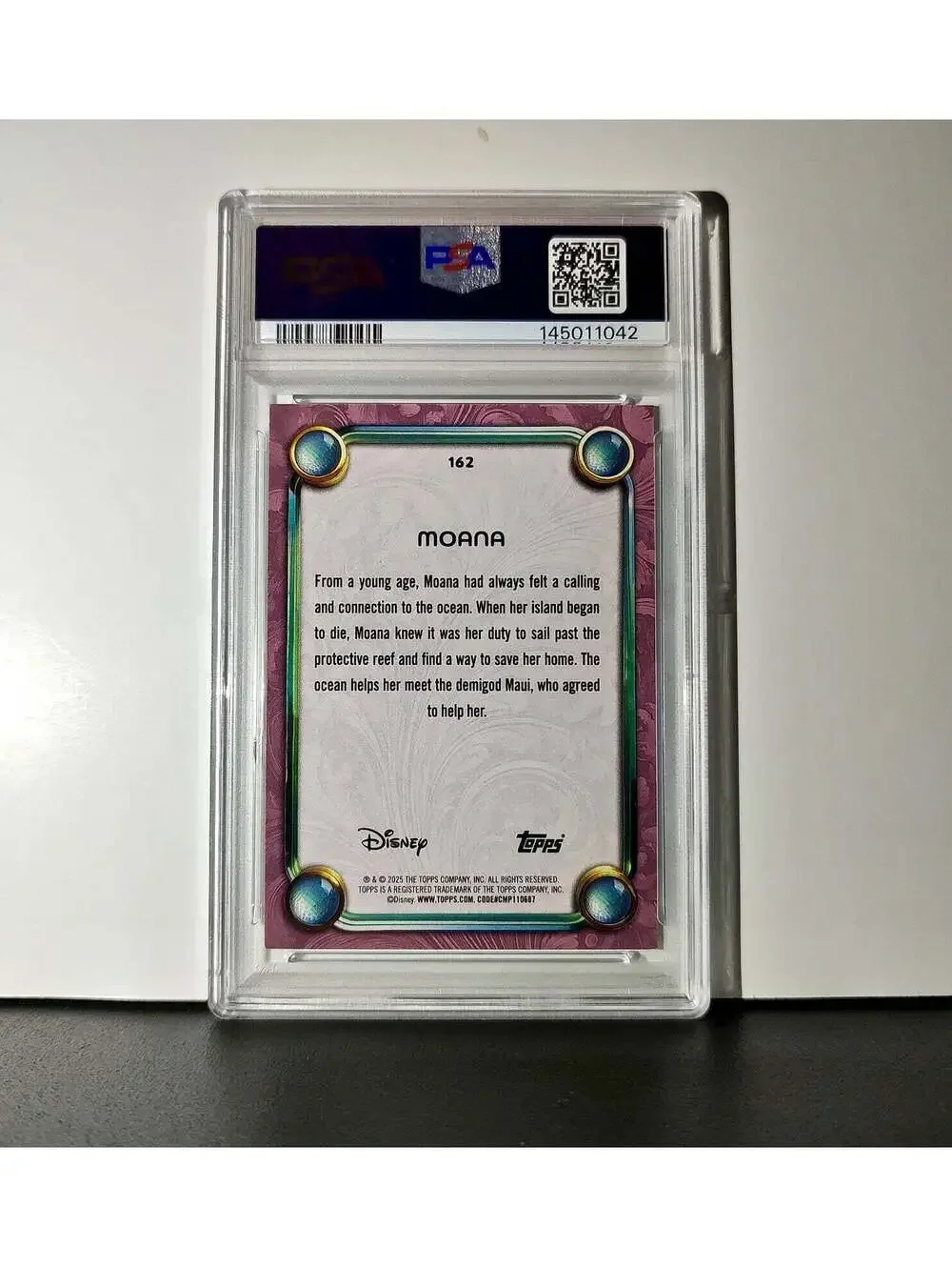 Moana 2025 Topps Disney Cartoon Princess #162 Card Moana PSA 9
